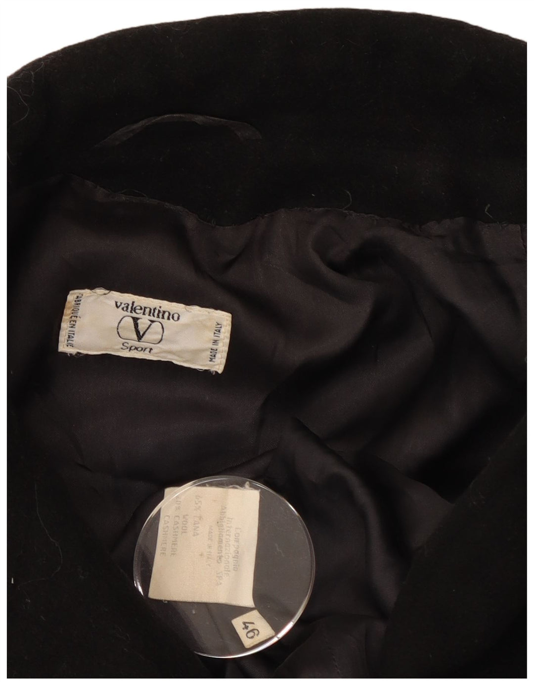 Valentino Womens Overcoat IT 46 Large Black Wool