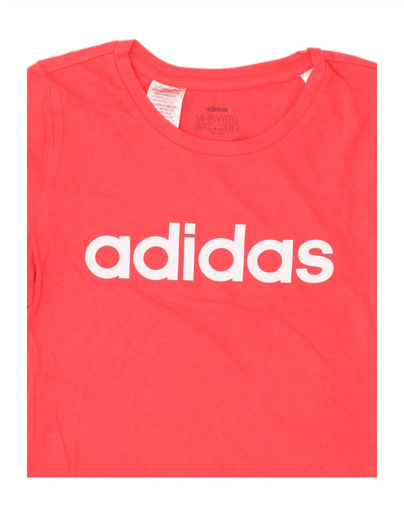 ADIDAS Girls Graphic T-Shirt Top 14-15 Years Red Cotton | Vintage Adidas | Thrift | Second-Hand Adidas | Used Clothing | Messina Hembry 