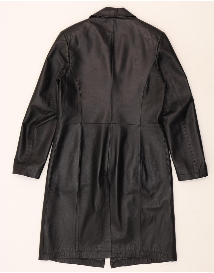 Privilegi Womens Leather Coat IT 42 Medium Black Leather