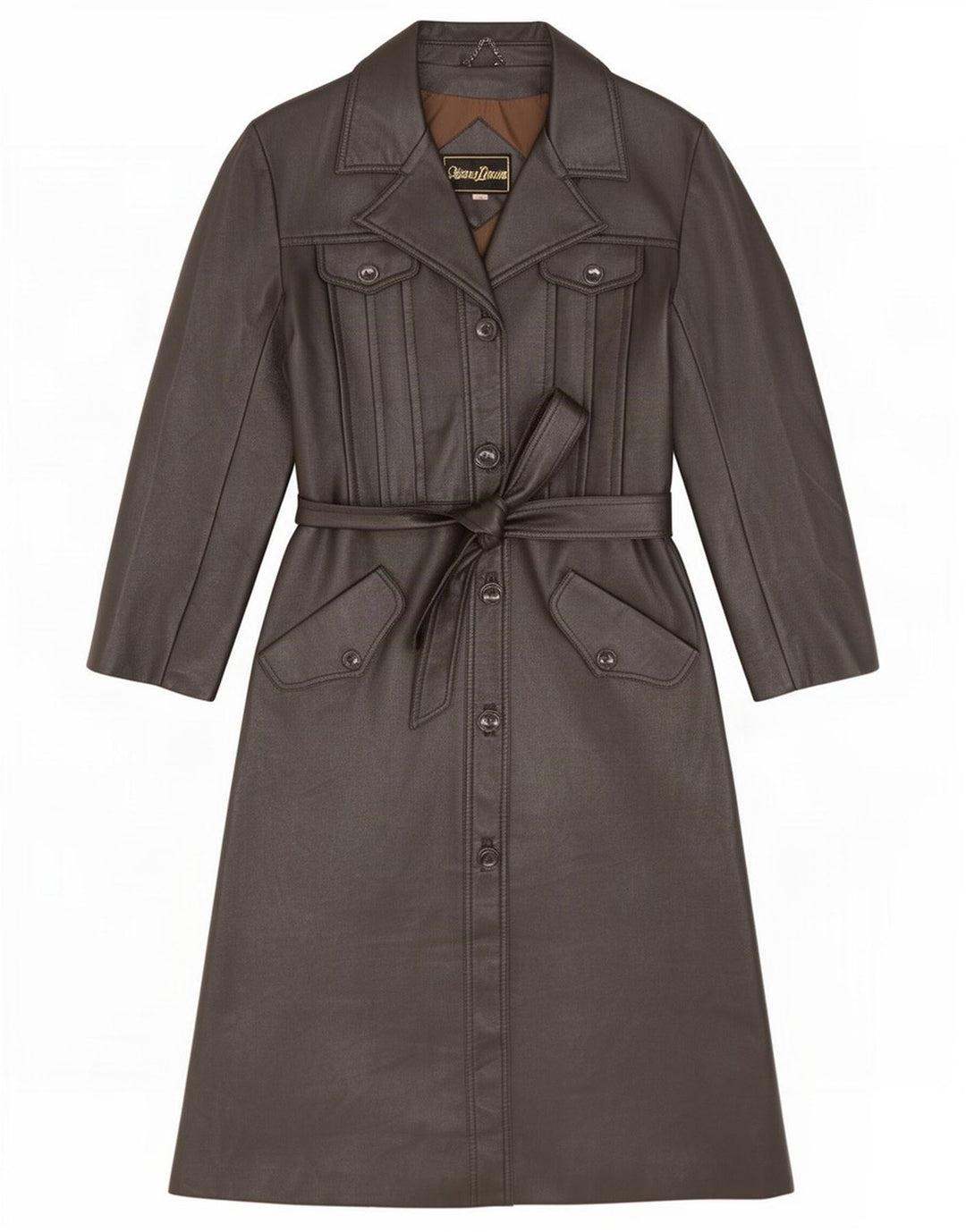 Vintage Womens Leather Coat UK 12 Medium Brown