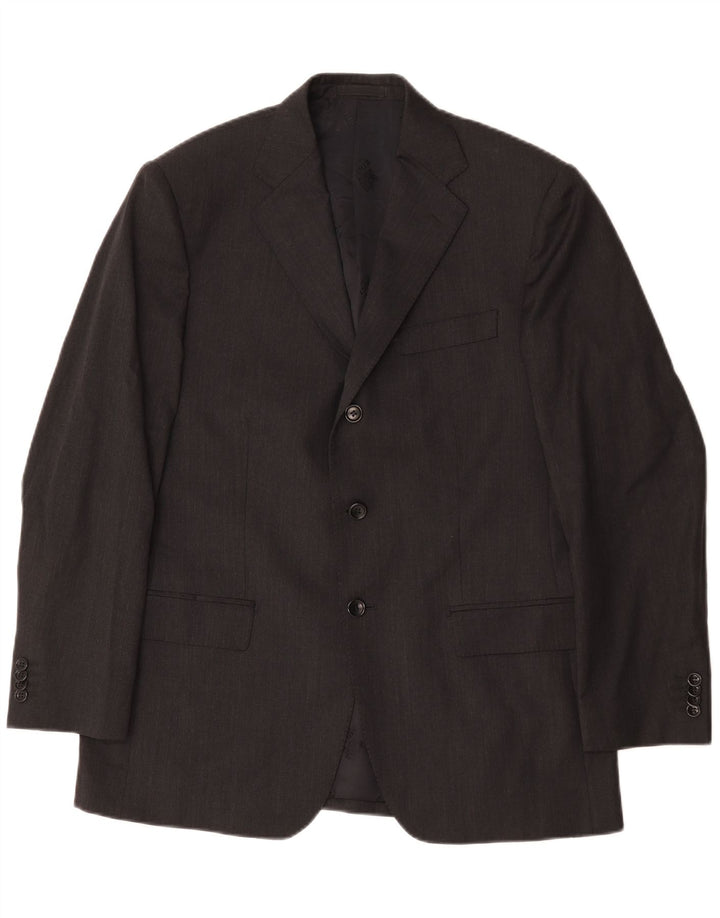 Boggi Mens Milano 3 Button Blazer Jacket IT 50 Large Grey Wool