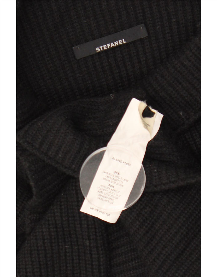 Stefanel Womens Roll Neck Jumper Sweater UK 6 XS Black Wool