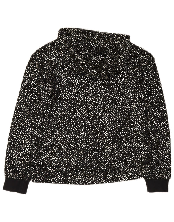NIKE Girls Hoodie Jumper 13-14 Years XL Black Spotted Cotton
