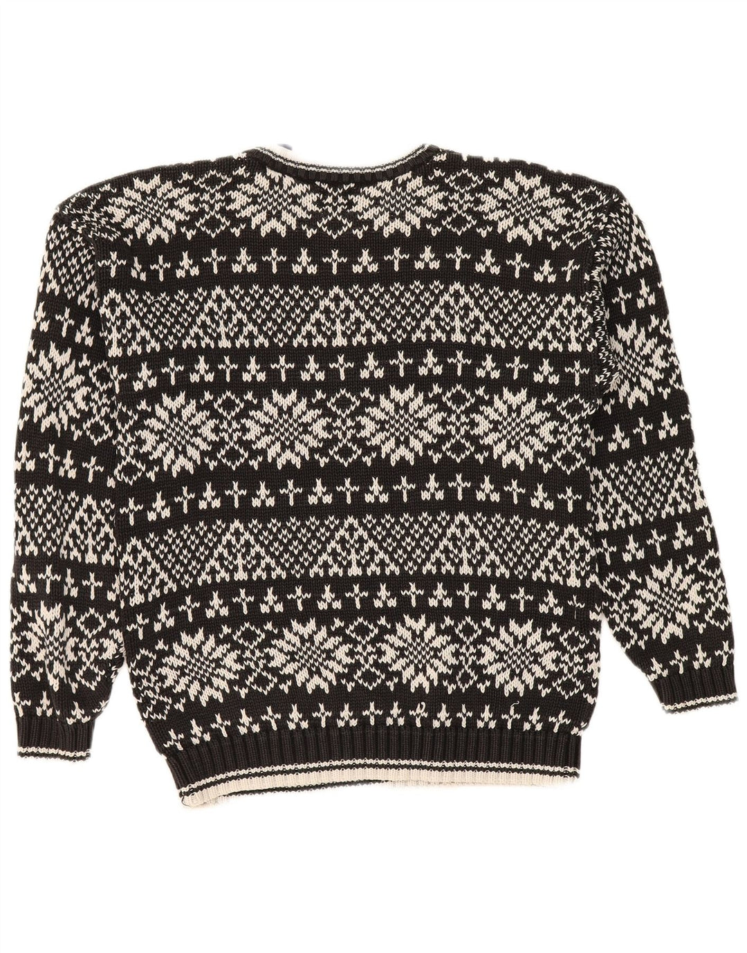 Gap Mens Crew Neck Jumper Sweater Small Black Fair Isle Cotton