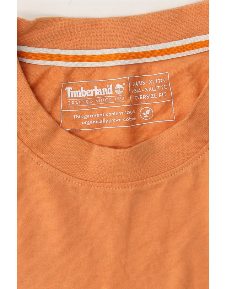 TIMBERLAND Mens Oversized Graphic T-Shirt Top XL Orange Cotton