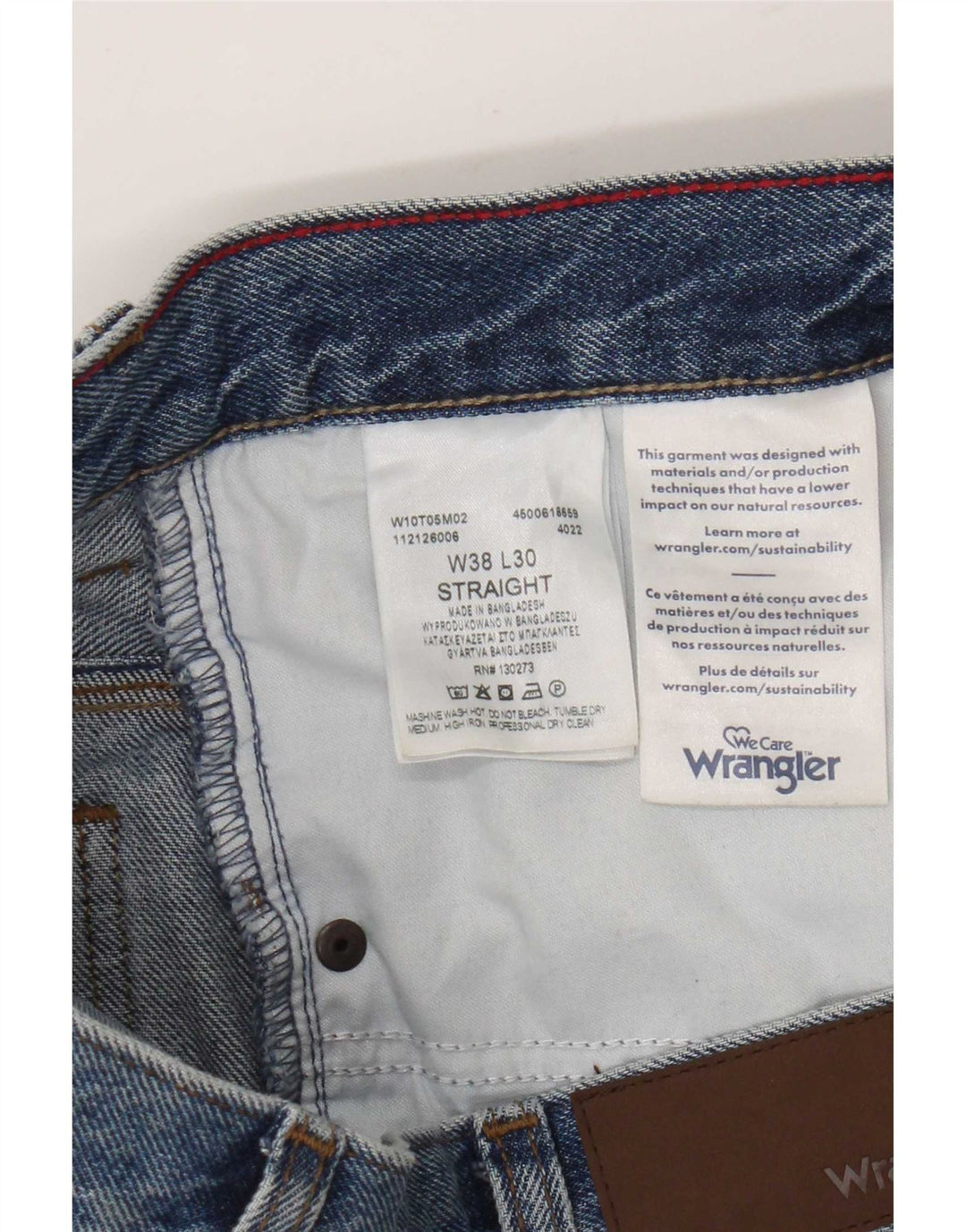 Wrangler Mens Straight Jeans W38 L27 Blue Cotton