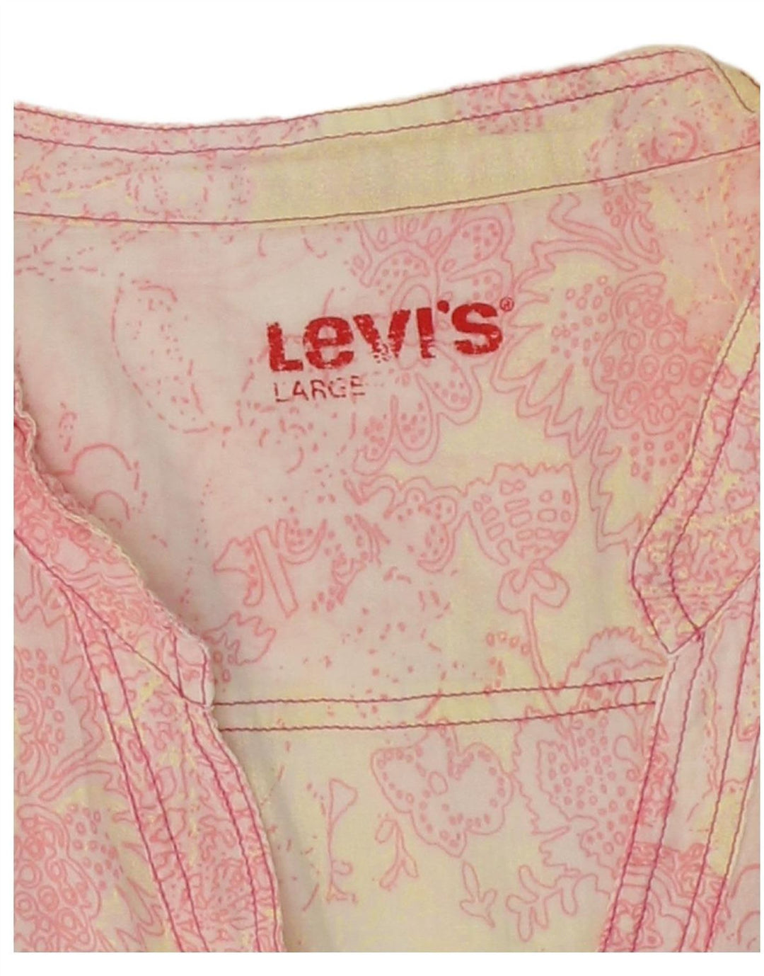 LEVI'S Womens Blouse Top UK 14 Large Pink Paisley Cotton