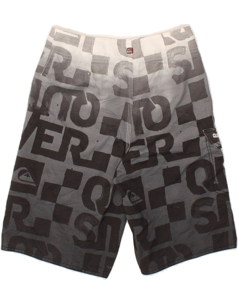 QUIKSILVER Boys Graphic Swimming Shorts 11-12 Years Grey Polyester | Vintage Quiksilver | Thrift | Second-Hand Quiksilver | Used Clothing | Messina Hembry 