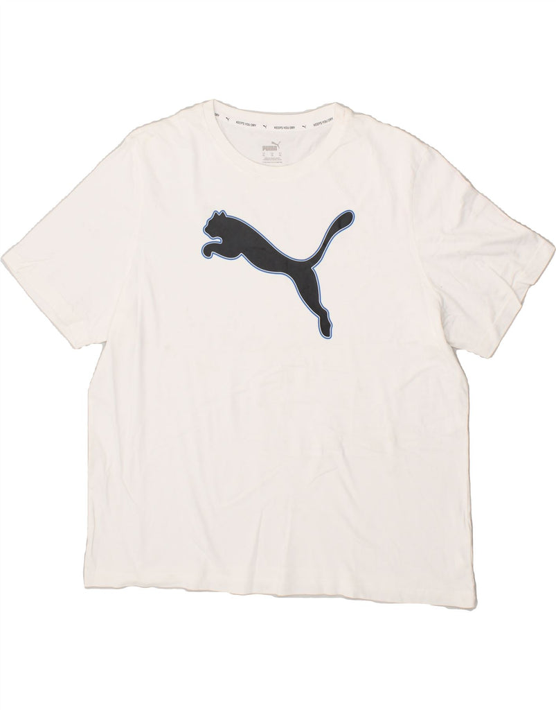 PUMA Mens Graphic T-Shirt Top XL White Cotton | Vintage Puma | Thrift | Second-Hand Puma | Used Clothing | Messina Hembry 