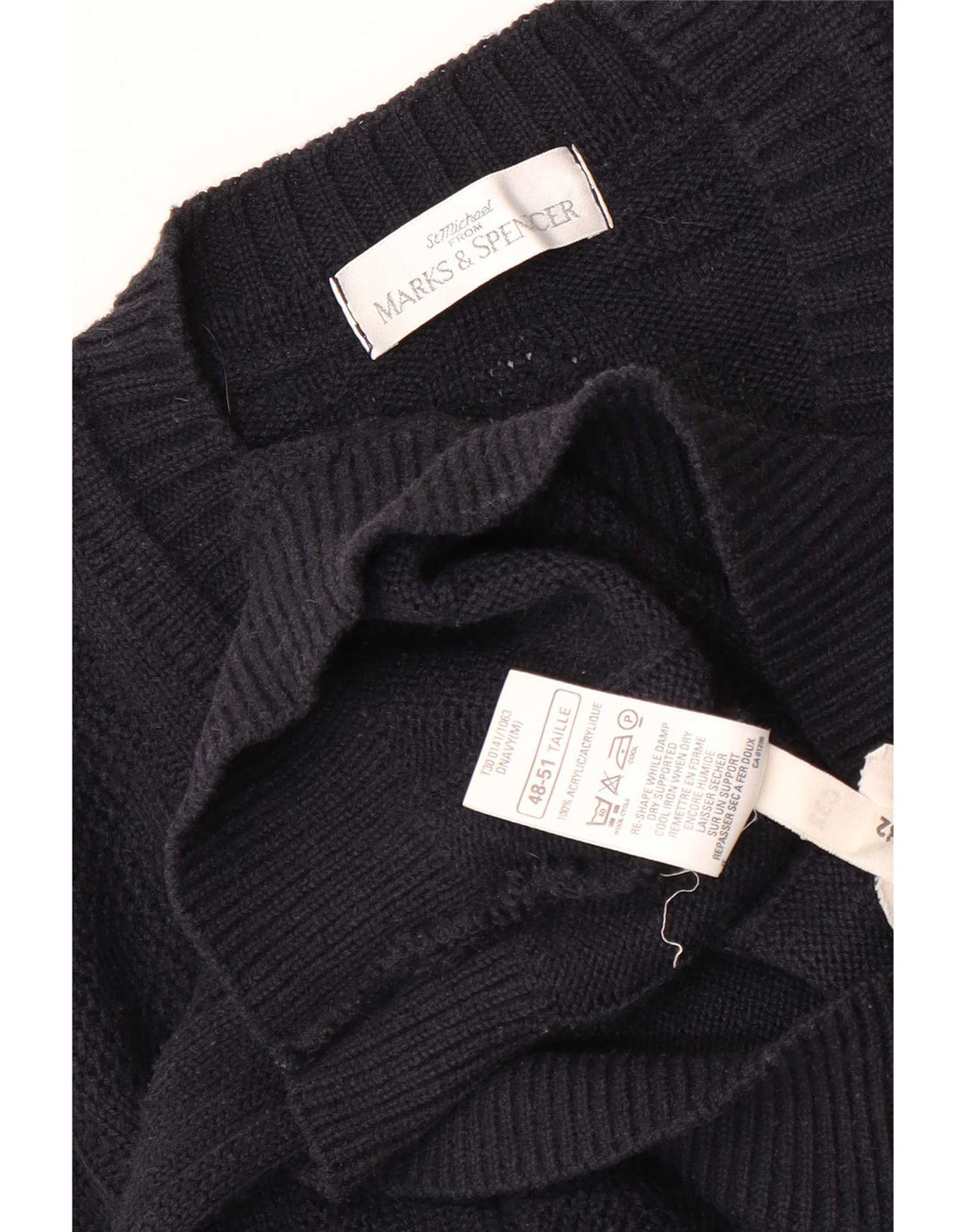 Marks & Spencer Mens V-Neck Jumper Sweater Medium Navy Blue Acrylic