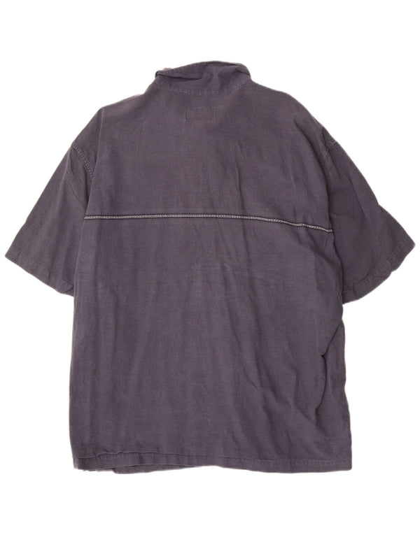 Eddie Bauer Mens Short Sleeve Shirt 2XL Navy Blue Cotton