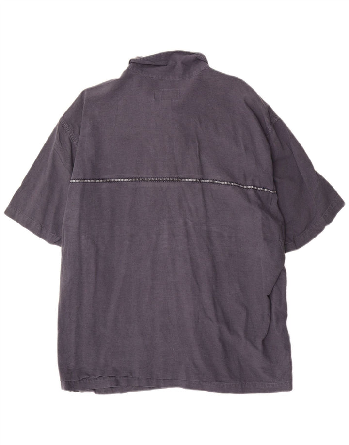 Eddie Bauer Mens Short Sleeve Shirt 2XL Navy Blue Cotton