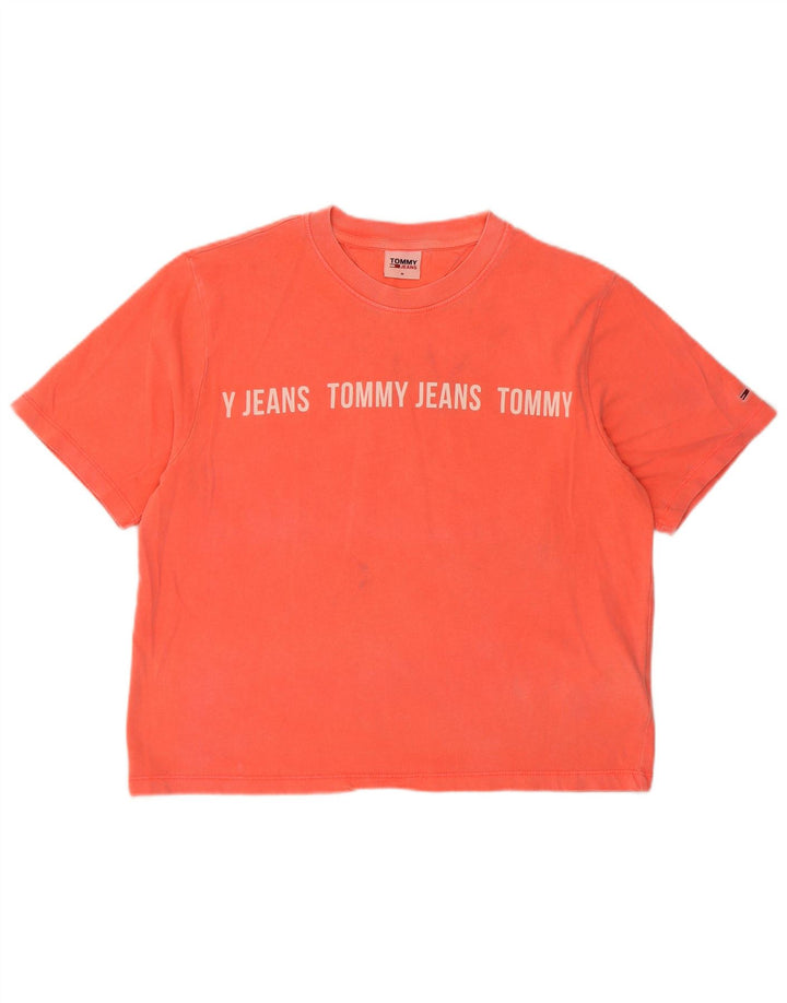 Tommy Hilfiger Womens Crop Graphic T-Shirt Top Medium Pink Cotton