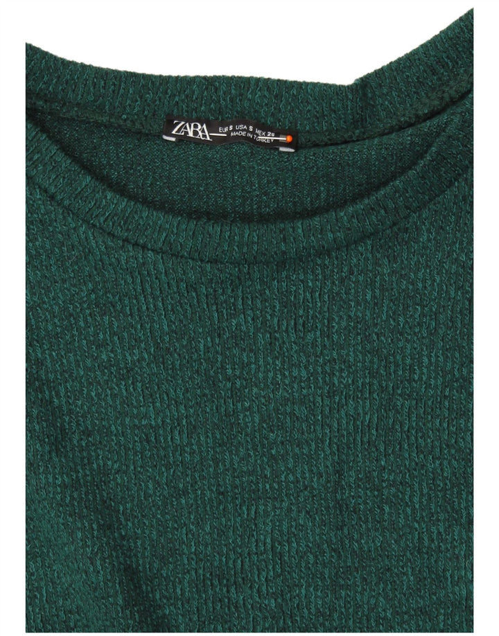 ZARA Womens Boat Neck Jumper Sweater UK 10 Small Green