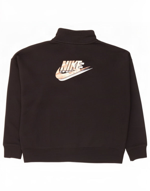 Nike Womens Graphic Oversized Sweatshirt Jumper UK 10 Small Black Cotton