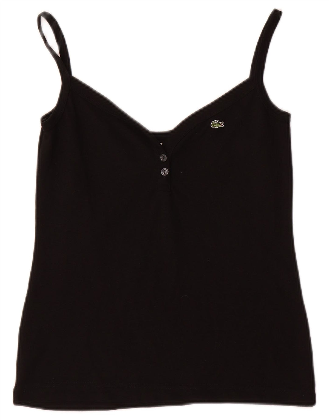 LACOSTE Womens Cami Top UK 8 Small Black Cotton