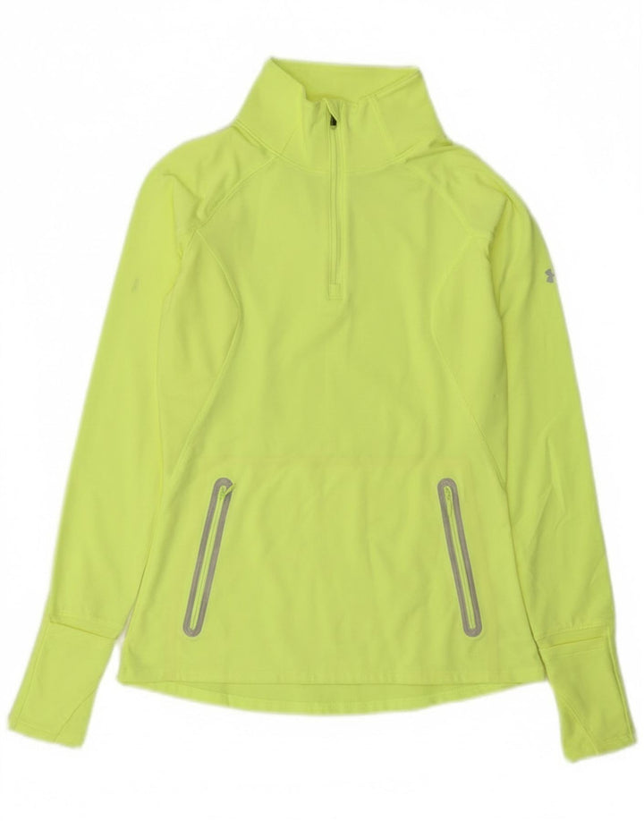 Under Armour Womens Cold Gear Pullover Tracksuit Top UK 8 Small Yellow