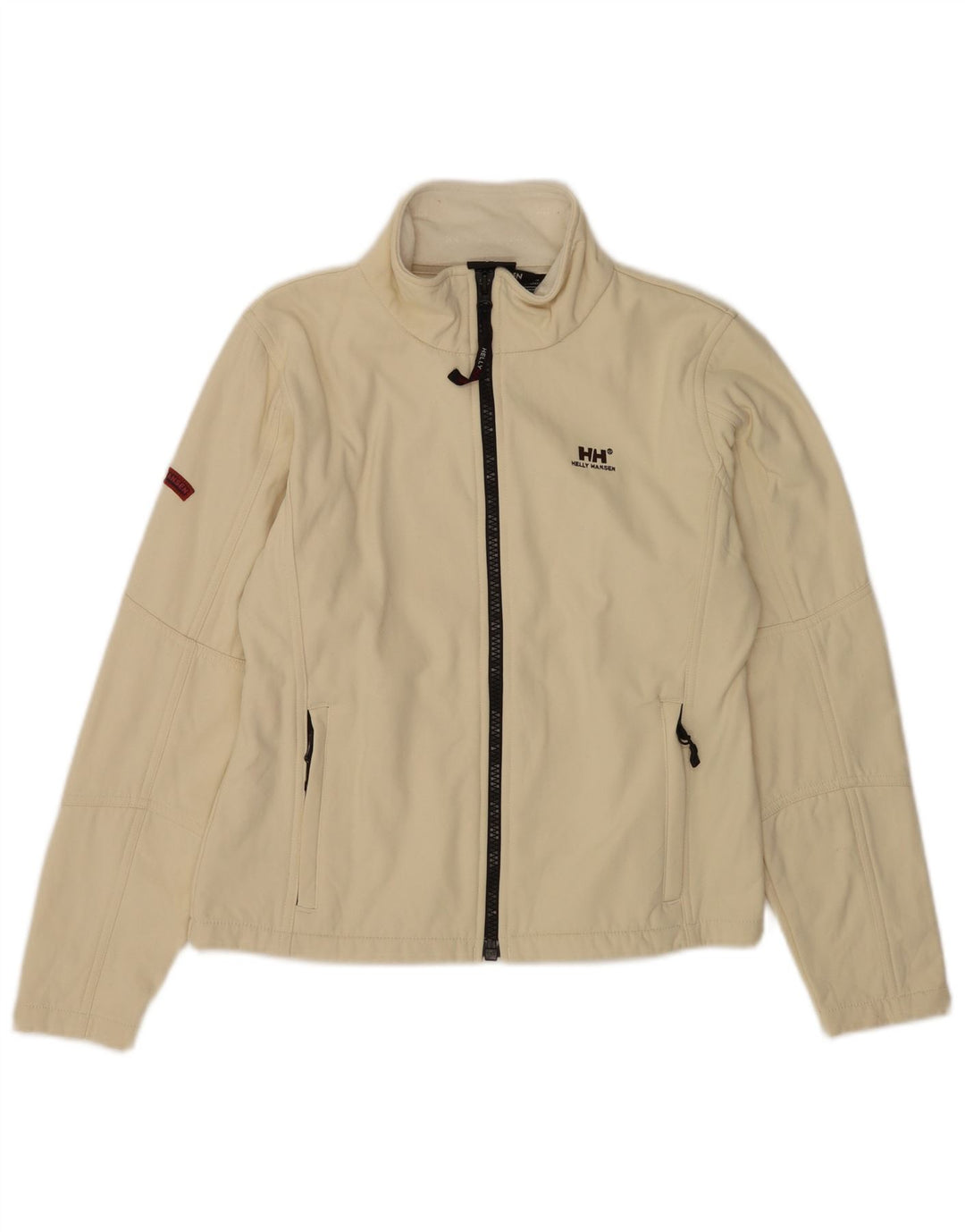 Helly Hansen Womens Tracksuit Top Jacket UK 14 Medium Beige Nylon