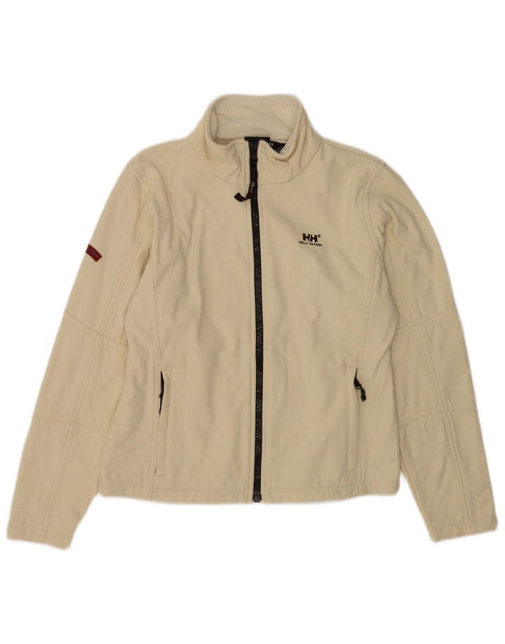 Helly Hansen Womens Tracksuit Top Jacket UK 14 Medium Beige Nylon