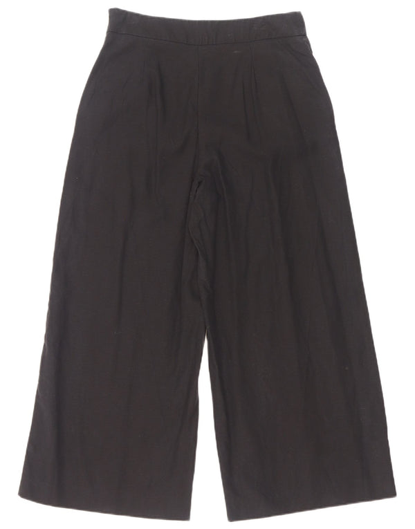 Zara Womens High Waist Wide Leg Casual Trousers XS W24 L26 Black Lyocell