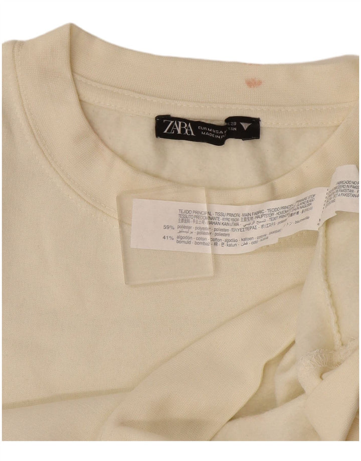 Zara Womens Sweatshirt Jumper UK 14 Medium Off White Polyester