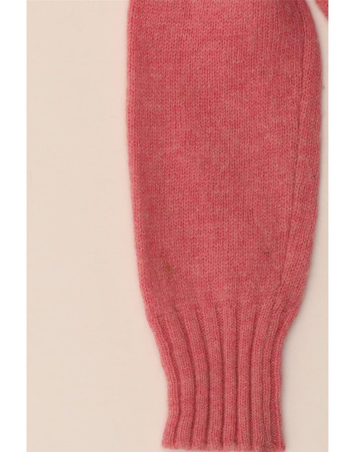 BENETTON Womens Crop Graphic Boat Neck Jumper Sweater UK 8 Small Pink