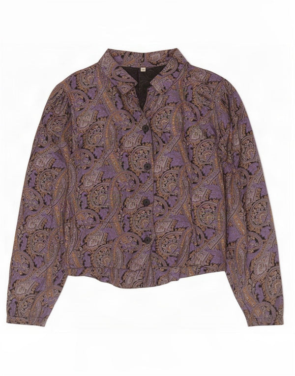 Vintage Womens Shirt Blouse IT 44 Medium Purple Paisley Viscose