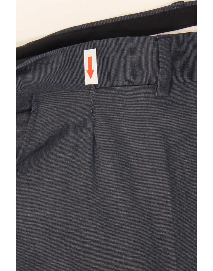 Zara Mens Straight Suit Trousers W44 L31 Navy Blue Wool