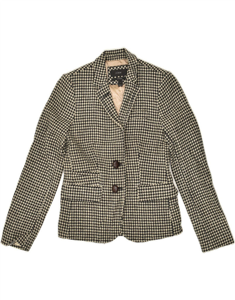 J. CREW Womens 2 Button Blazer Jacket US 0 XS Black Houndstooth Wool | Vintage J. Crew | Thrift | Second-Hand J. Crew | Used Clothing | Messina Hembry 