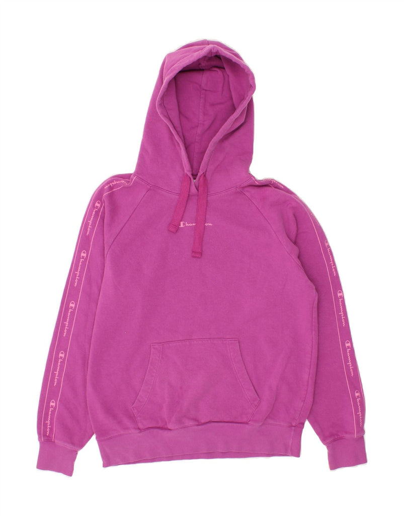 CHAMPION Womens Graphic Hoodie Jumper UK 16 Large Pink Cotton Vintage Champion and Second-Hand Champion from Messina Hembry 