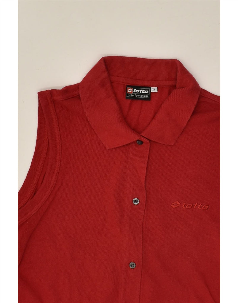 LOTTO Womens Sleeveless Shirt UK 18 XL Red Cotton | Vintage Lotto | Thrift | Second-Hand Lotto | Used Clothing | Messina Hembry 