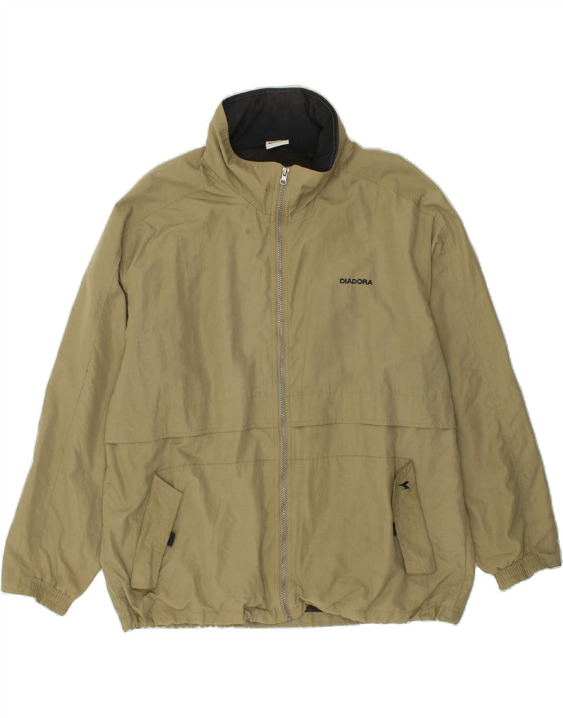 DIADORA Mens Hooded Rain Jacket UK 42 XL Khaki Vintage Diadora and Second-Hand Diadora from Messina Hembry 