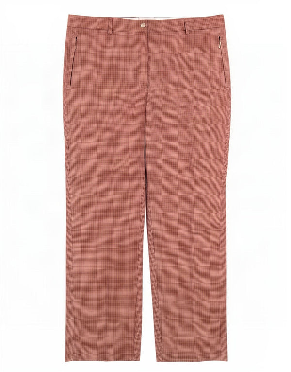 Marks & Spencer Womens Chino Trousers UK 16 Large W36 L28 Red Houndstooth