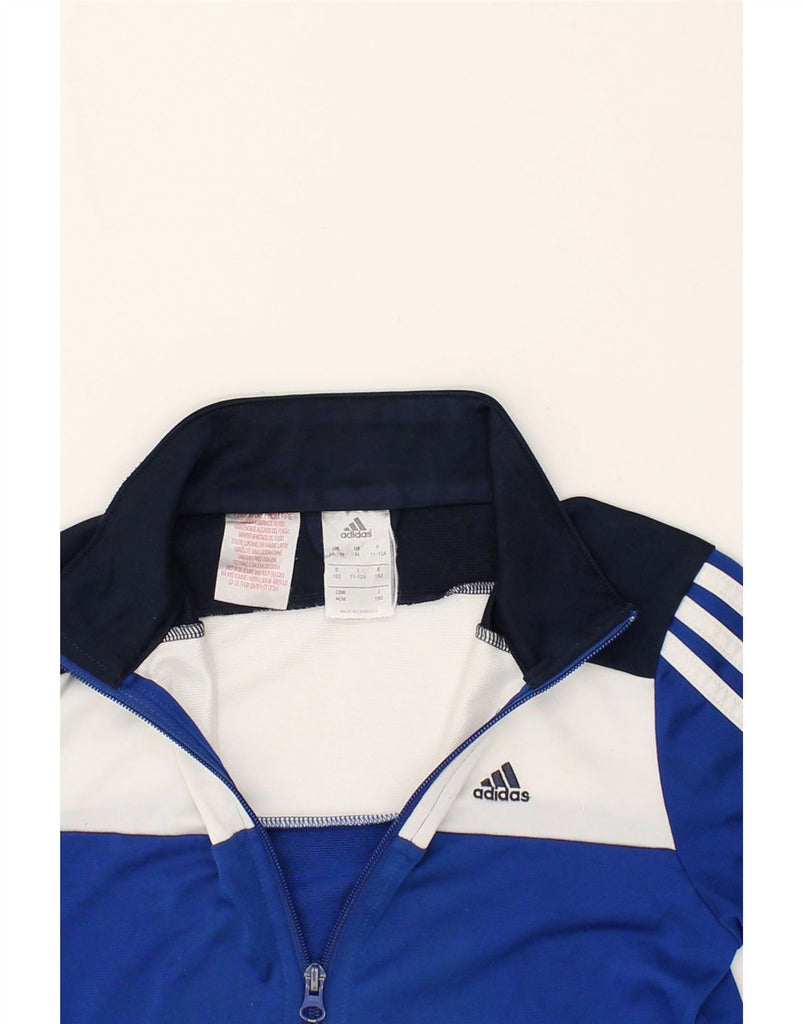 ADIDAS Boys Tracksuit Top Jacket 11-12 Years Blue Colourblock Polyester | Vintage Adidas | Thrift | Second-Hand Adidas | Used Clothing | Messina Hembry 