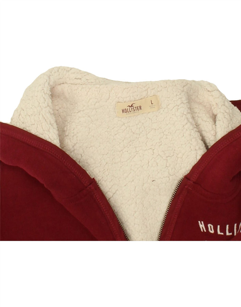 HOLLISTER Womens Zip Hoodie Sweater UK 16 Large Red Cotton | Vintage Hollister | Thrift | Second-Hand Hollister | Used Clothing | Messina Hembry 