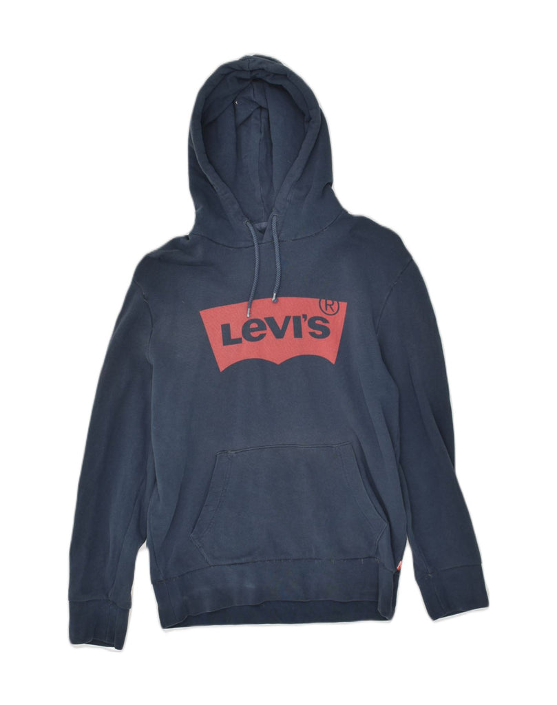 LEVI'S Mens Graphic Hoodie Jumper Small Navy Blue Cotton | Vintage Levi's | Thrift | Second-Hand Levi's | Used Clothing | Messina Hembry 