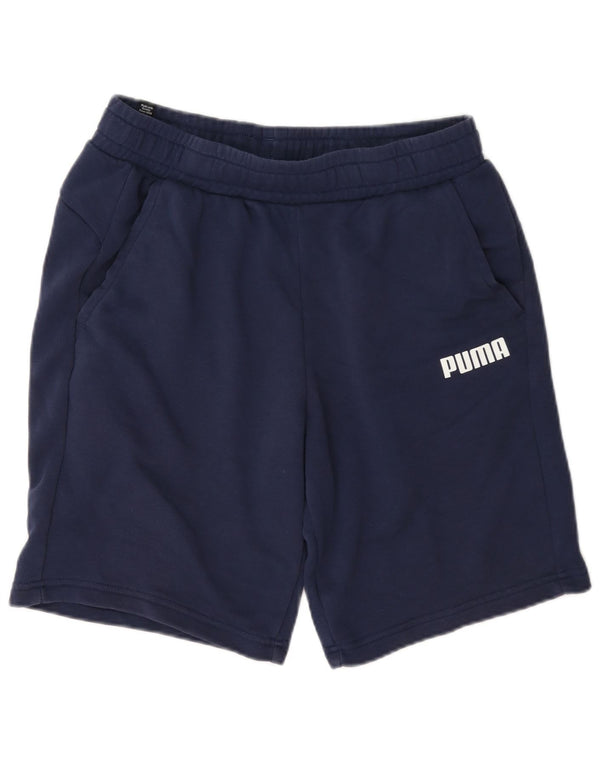 Puma Mens Graphic Sport Shorts Medium Navy Blue Cotton