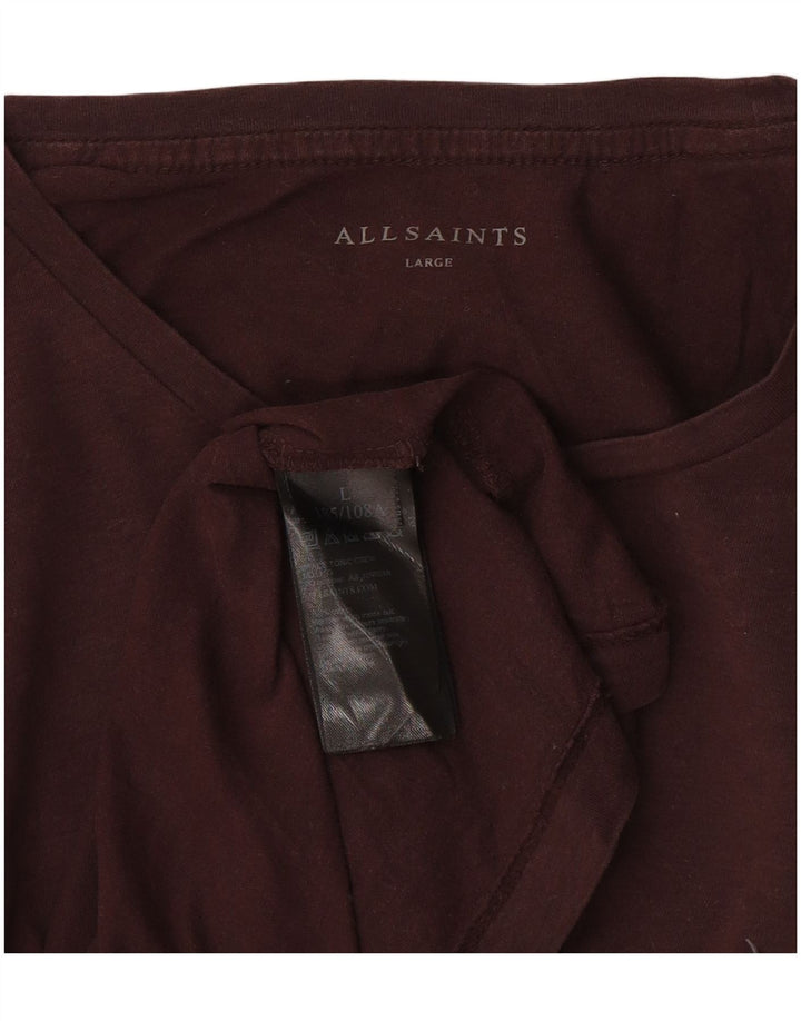 ALL SAINTS Mens T-Shirt Top Large Burgundy Cotton