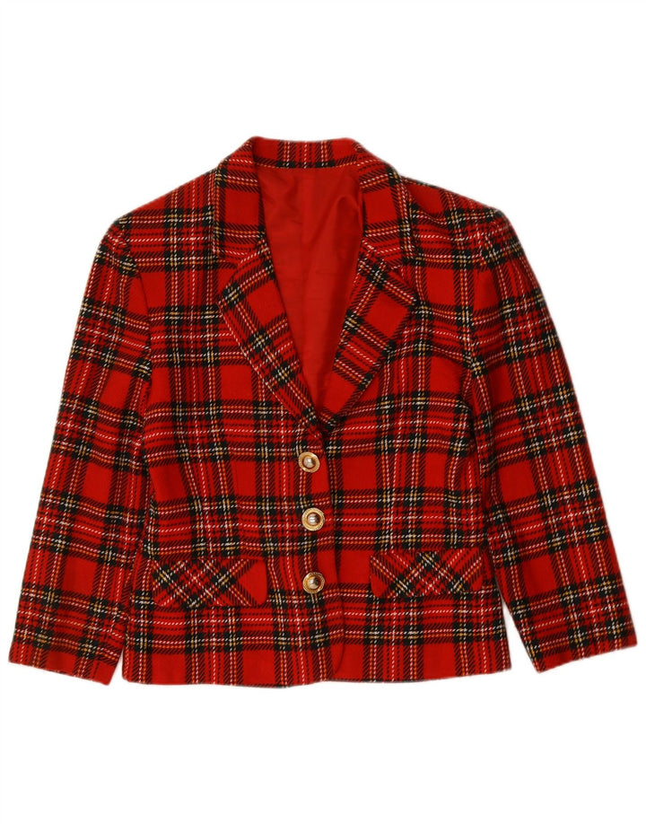Vintage Womens 3 Button Blazer Jacket UK 14 Medium Red Check