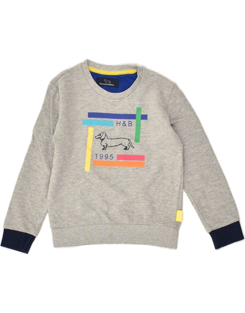 HARMONT & BLAINE Boys Graphic Sweatshirt Jumper 5-6 Years Grey Cotton | Vintage Harmont & Blaine | Thrift | Second-Hand Harmont & Blaine | Used Clothing | Messina Hembry 