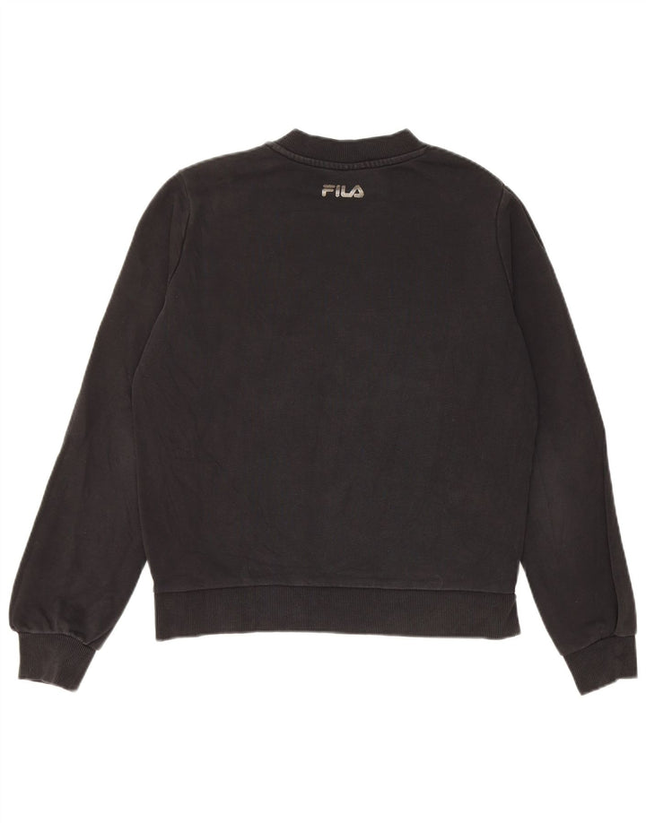 Fila Womens Oversized Sweatshirt Jumper UK 6 XS Black Cotton