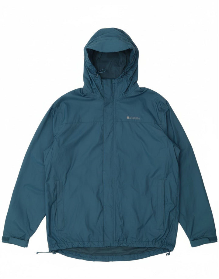 MOUNTAIN WAREHOUSE Womens Hooded Rain Jacket UK 18 XL Blue Nylon