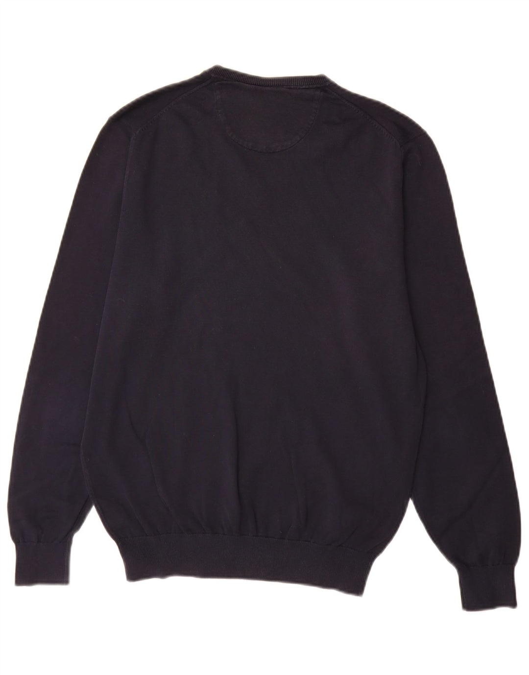 Zara Mens V-Neck Jumper Sweater Medium Navy Blue Cotton