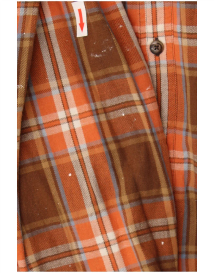 Timberland Mens Flannel Shirt Medium Brown Check Cotton