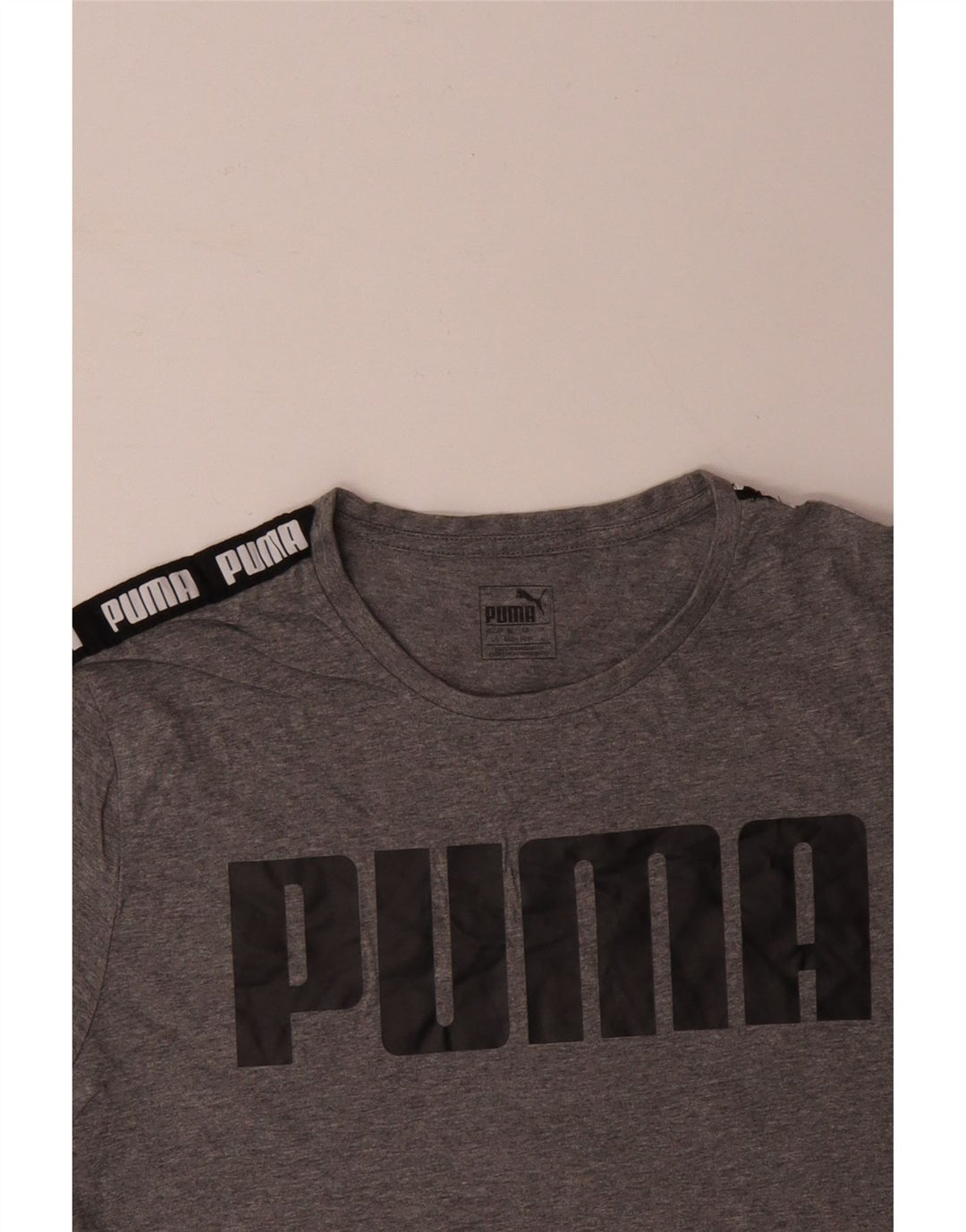PUMA Mens Graphic T-Shirt Top Large Grey Colourblock Cotton