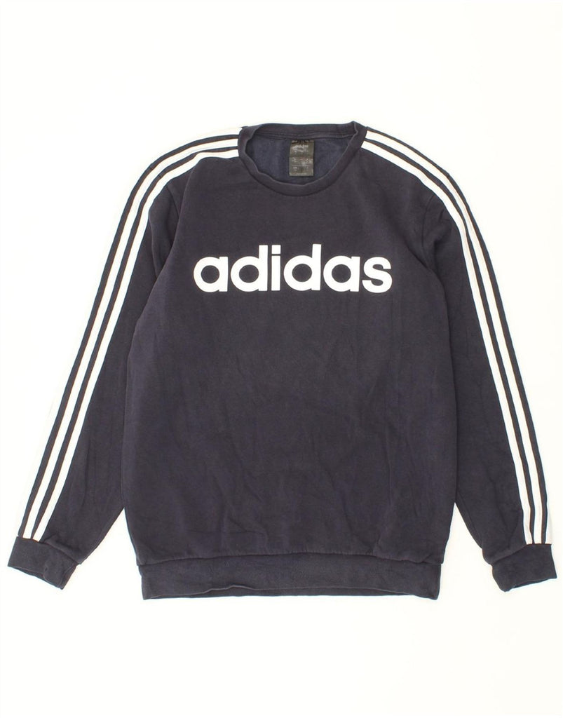 ADIDAS Mens Graphic Sweatshirt Jumper Medium Navy Blue Vintage Adidas and Second-Hand Adidas from Messina Hembry 
