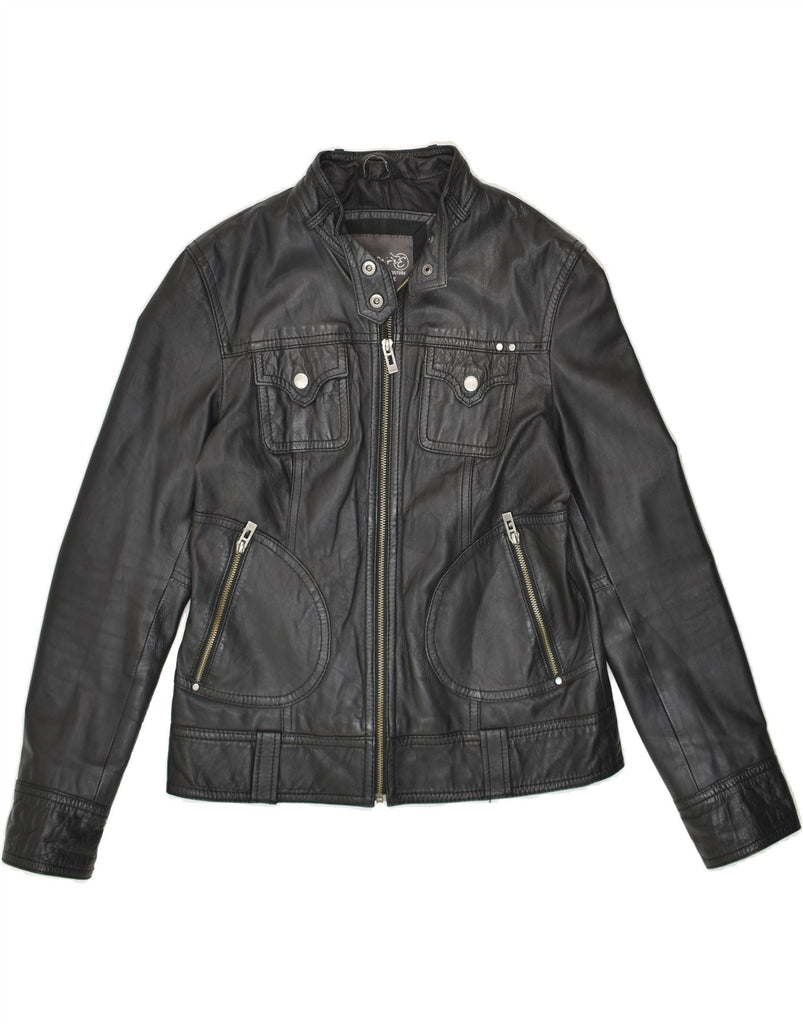ESPRIT Womens Leather Jacket UK 12 Medium Black Leather | Vintage Esprit | Thrift | Second-Hand Esprit | Used Clothing | Messina Hembry 