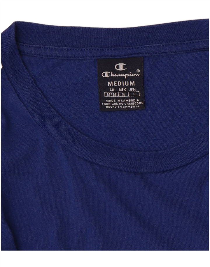 Champion Mens Graphic T-Shirt Top Medium Blue Colourblock