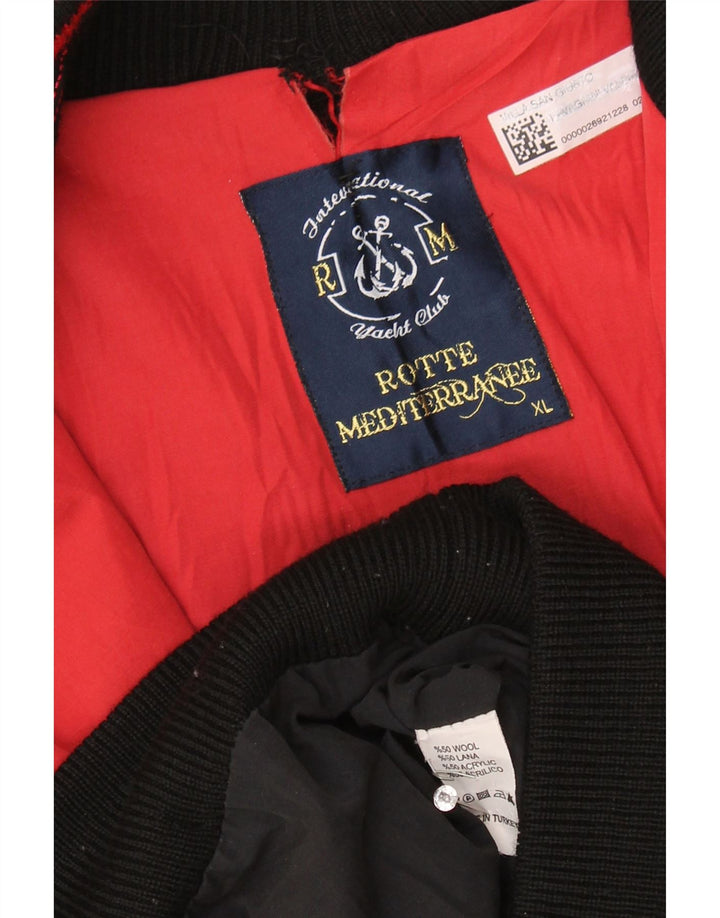 Vintage Mens Cardigan Sweater XL Black Wool