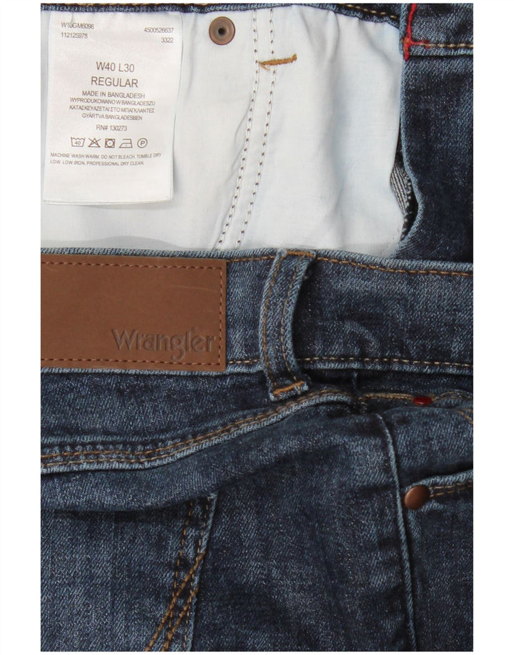 Wrangler Mens Regular Fit Straight Jeans W40 L30 Blue Cotton